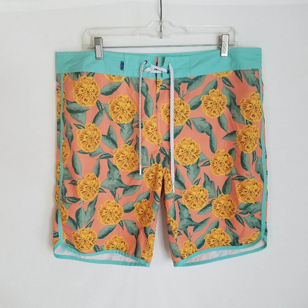 William Murray Floral Golf Drink Swim Trunks Board Shorts Mens Size 38‎